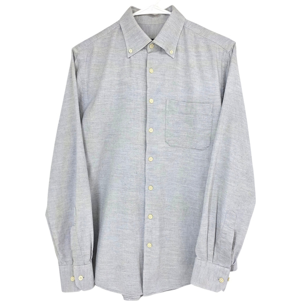 Quiet Luxury Scott Barber Button-Down Shirt Mens M Gray Twill Workwear - Picture 2 of 9